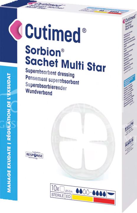 Cutimed® Sorbion® Sachet Multi Star Superabsorbierender Wundverband steril, Ø 8 cm