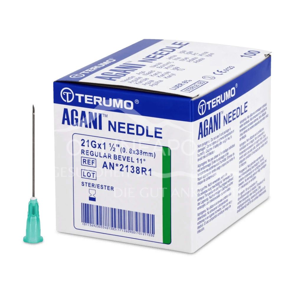 Terumo® Agani™ Einmal-Kanülen 21G x 1 ½″, Ø 0,8 x 38 mm, grün