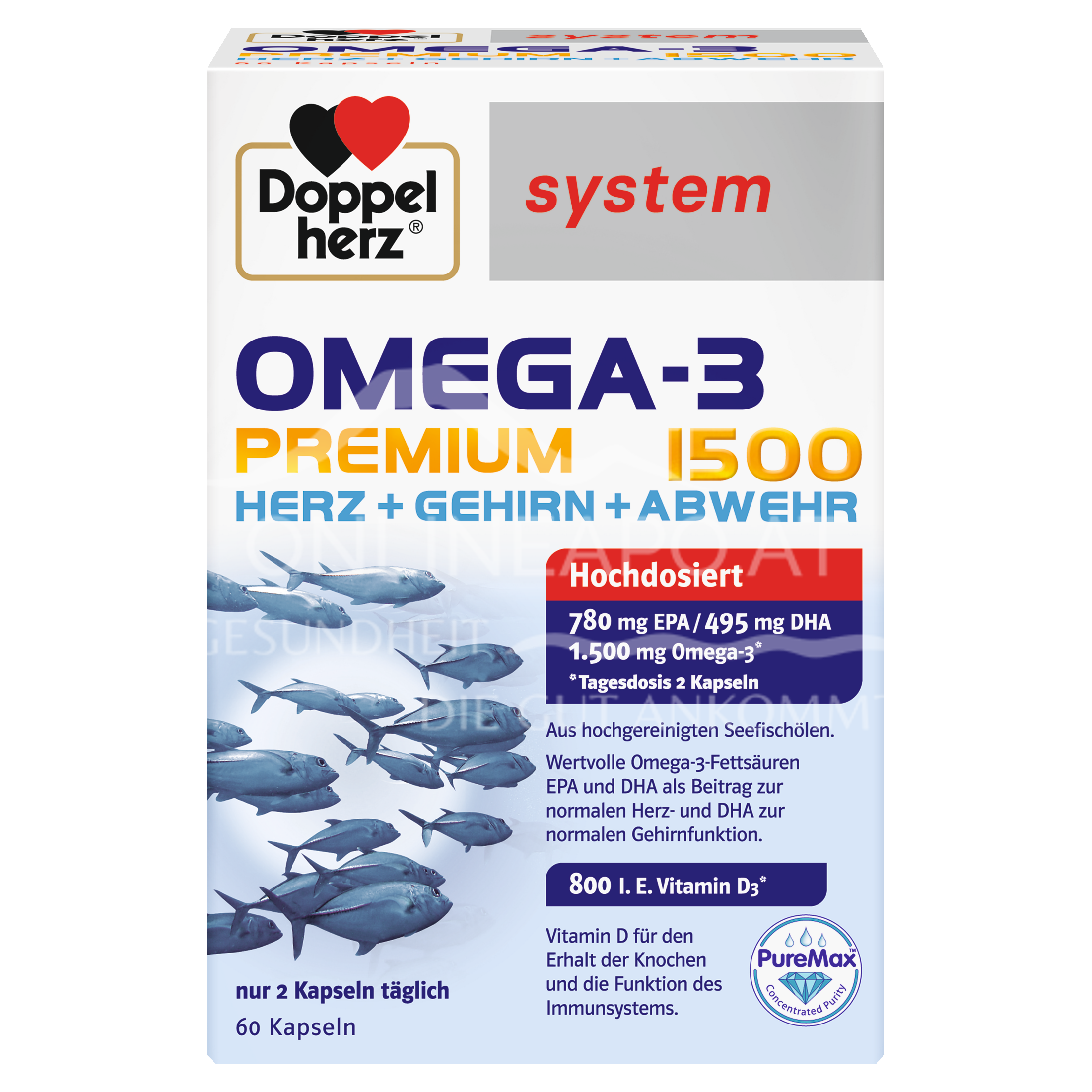 Doppelherz system OMEGA-3 PREMIUM 1500 HERZ + GEHIRN + ABWEHR Kapseln