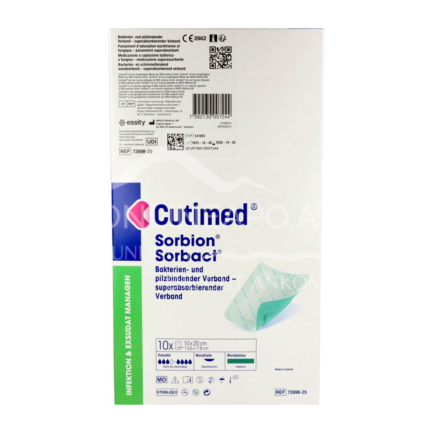 Cutimed® Sorbion® Sorbact® Superabsorbierende, keimreduzierende Wundauflage steril, 10 x 20 cm