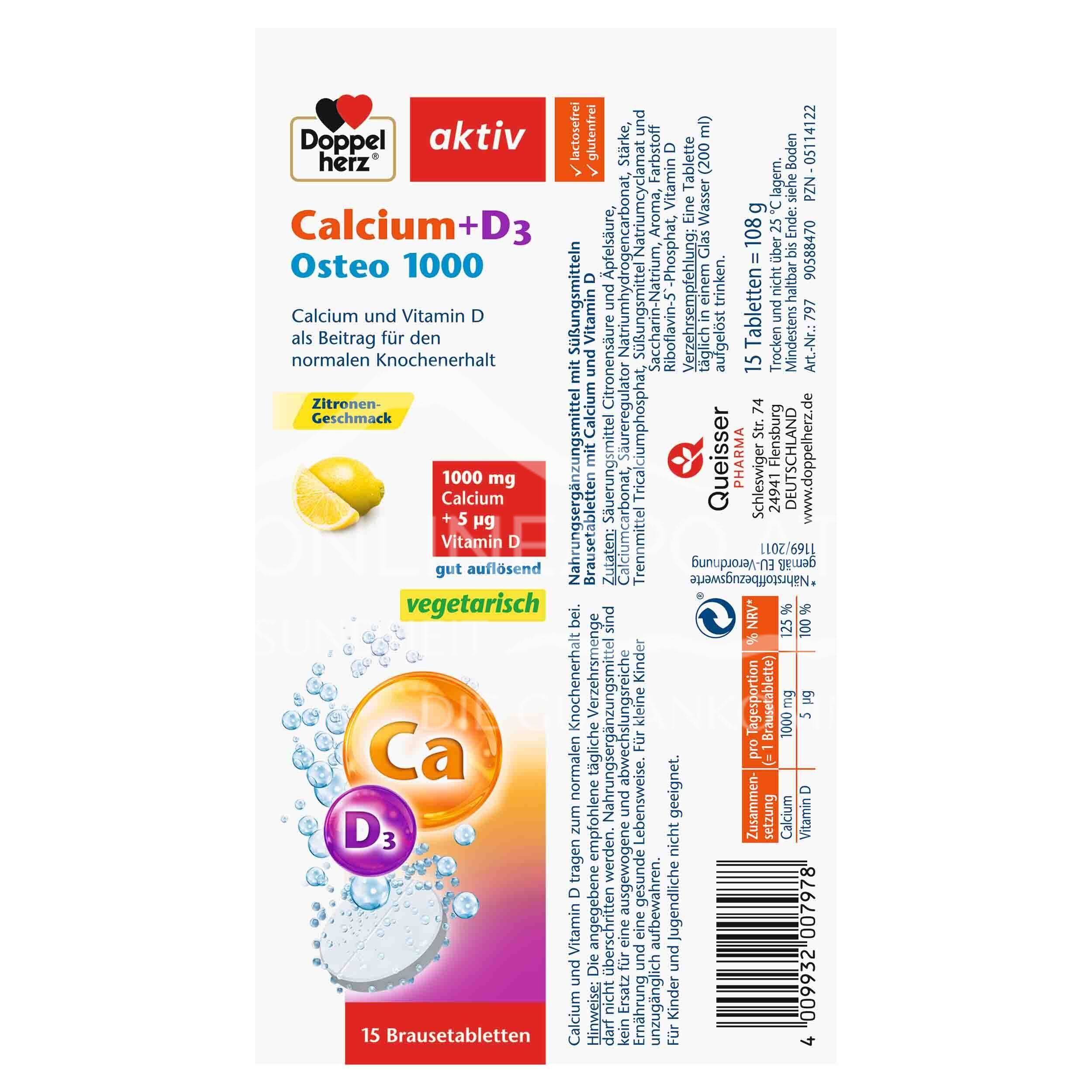 Doppelherz aktiv Calcium + D3 Osteo 1000 Brausetabletten