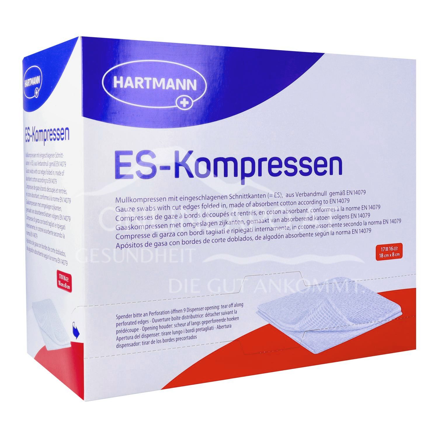 ES compresses 16-fold, sterile, 18 x 8 cm, 10 x 10 pieces