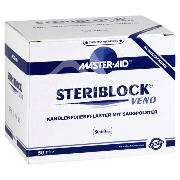 STERIBLOCK® VENO cannula fixation plaster with absorbent pad sterile, 60 x 80 mm