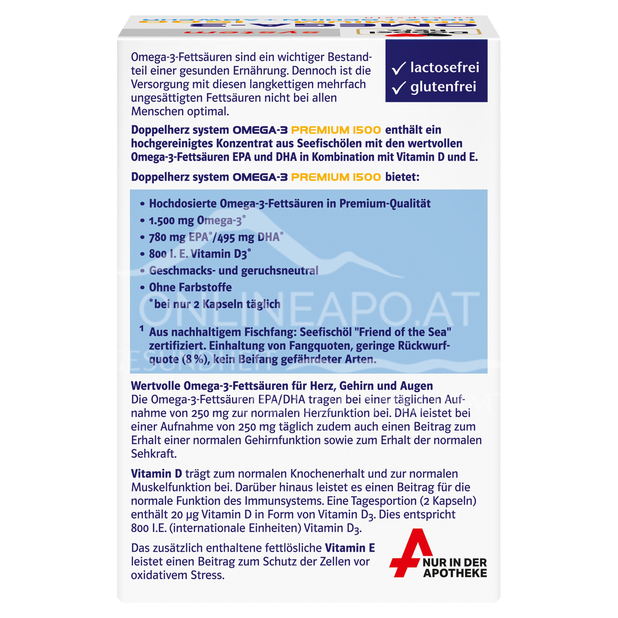 Doppelherz system OMEGA-3 PREMIUM 1500 HEART + BRAIN + DEFENCE capsules