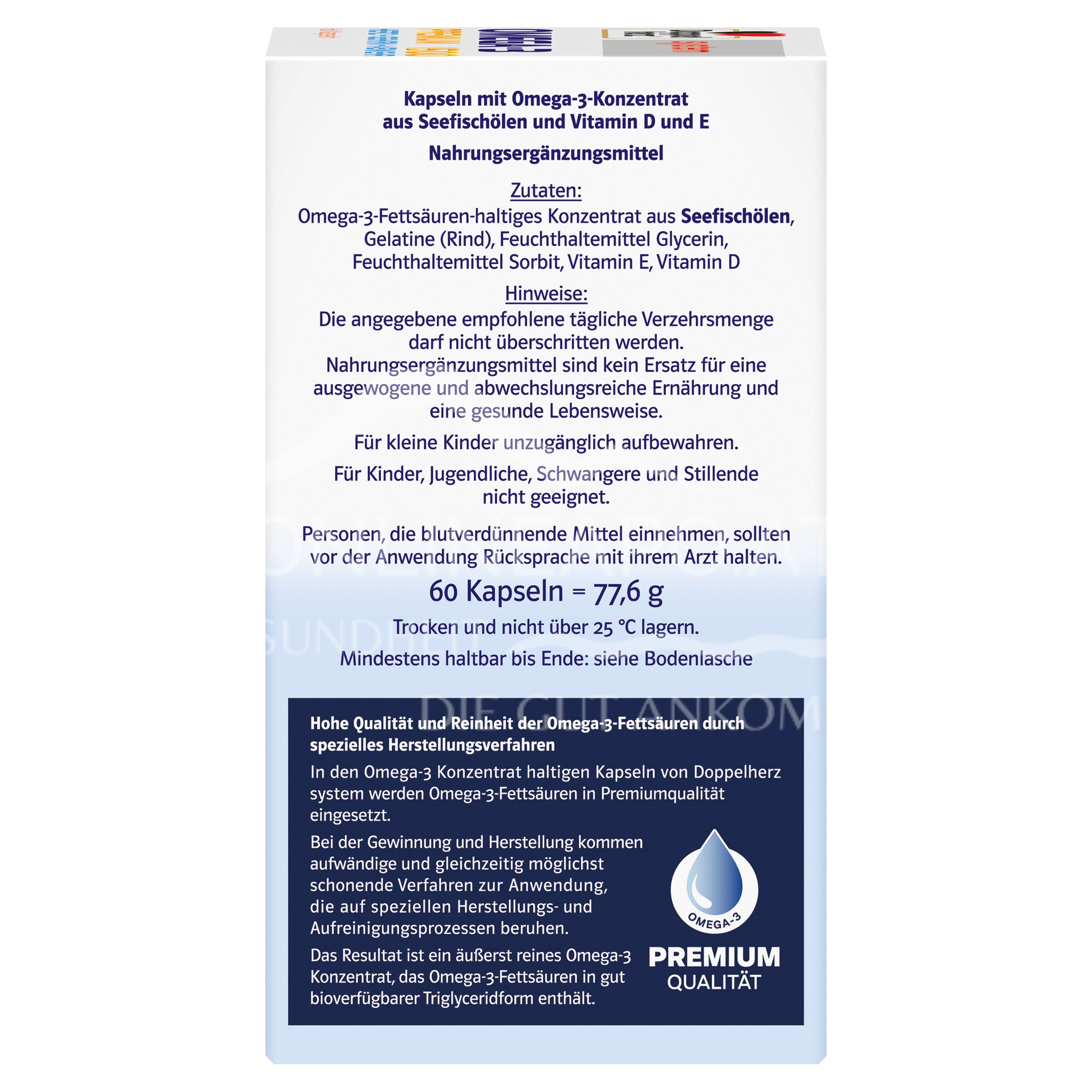 Doppelherz system OMEGA-3 PREMIUM 1500 HEART + BRAIN + DEFENCE capsules