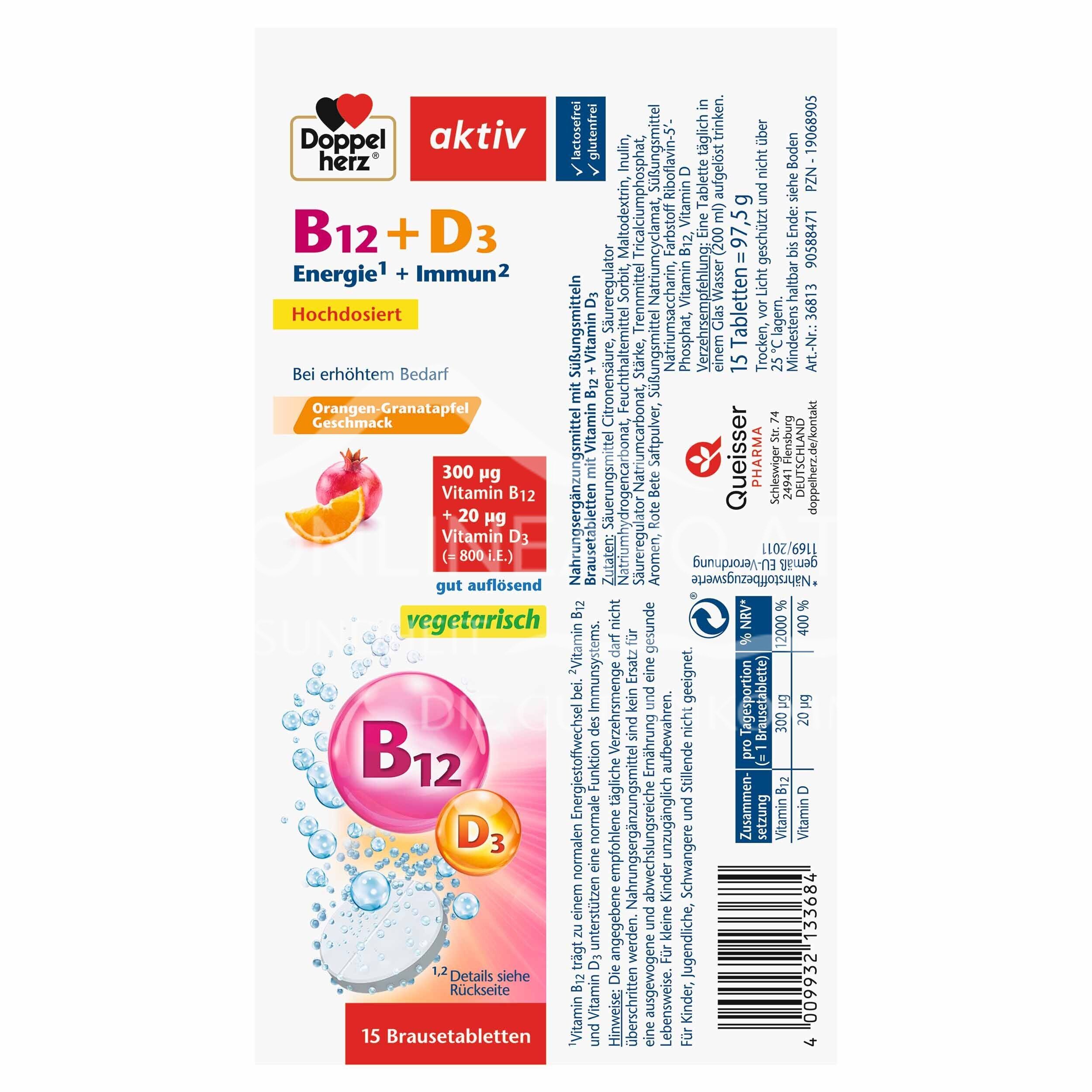 Doppelherz aktiv Vitamin B12 + D3 Brausetabletten - Energie + Immun