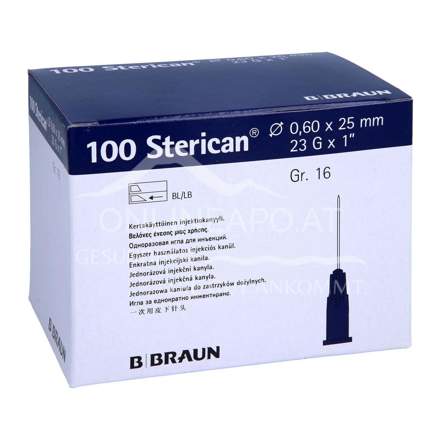 Sterican® Standard Gr.16 G23 x 1", Ø 0,60 x 25 mm, blau	