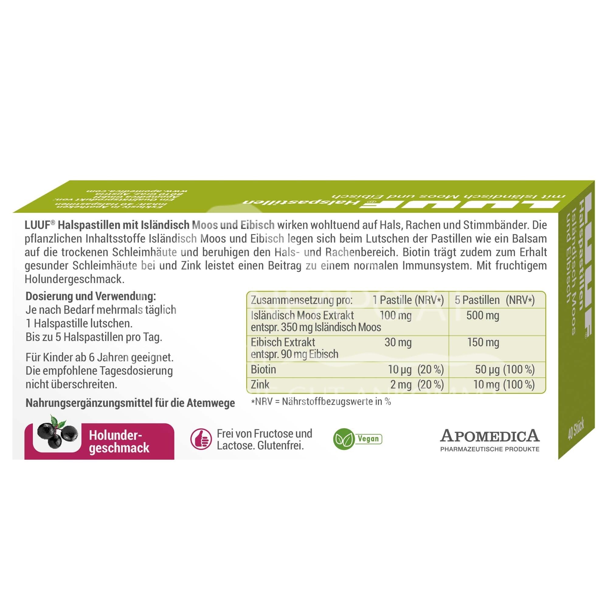 LUUF® throat lozenges with Iceland moss and marshmallow
