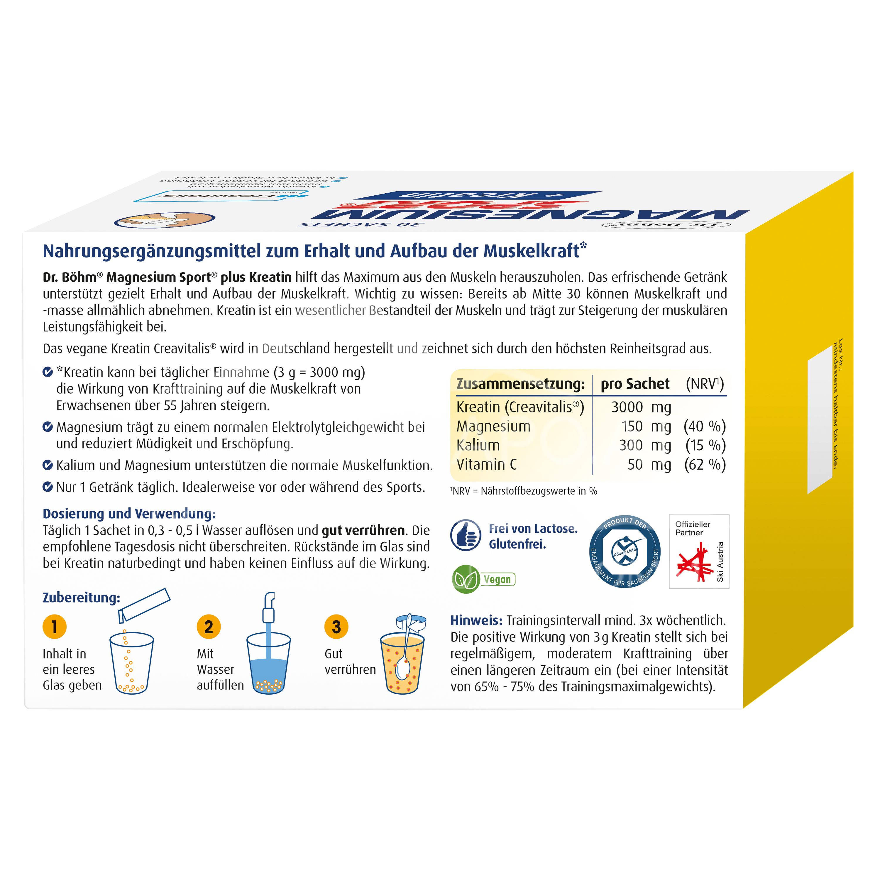 Dr. Böhm® Magnesium Sport® + Kreatin Trinkpulver Sachets