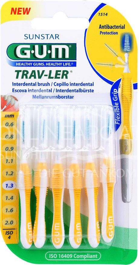 GUM® TRAV-LER® interdental brushes fir ISO 4 - Ø 1.3 mm - yellow