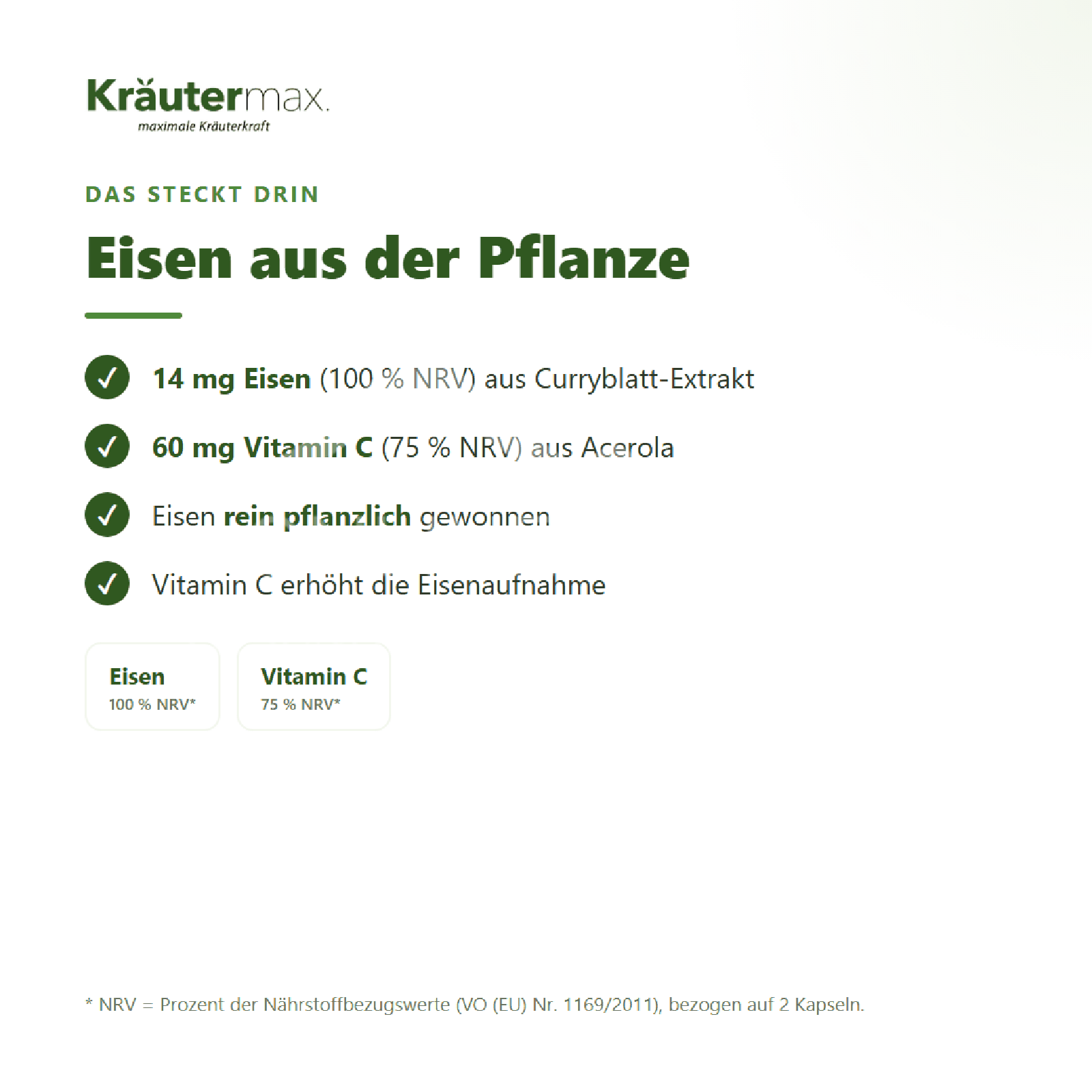 Kräutermax Eisen 14 mg vegan Kapseln