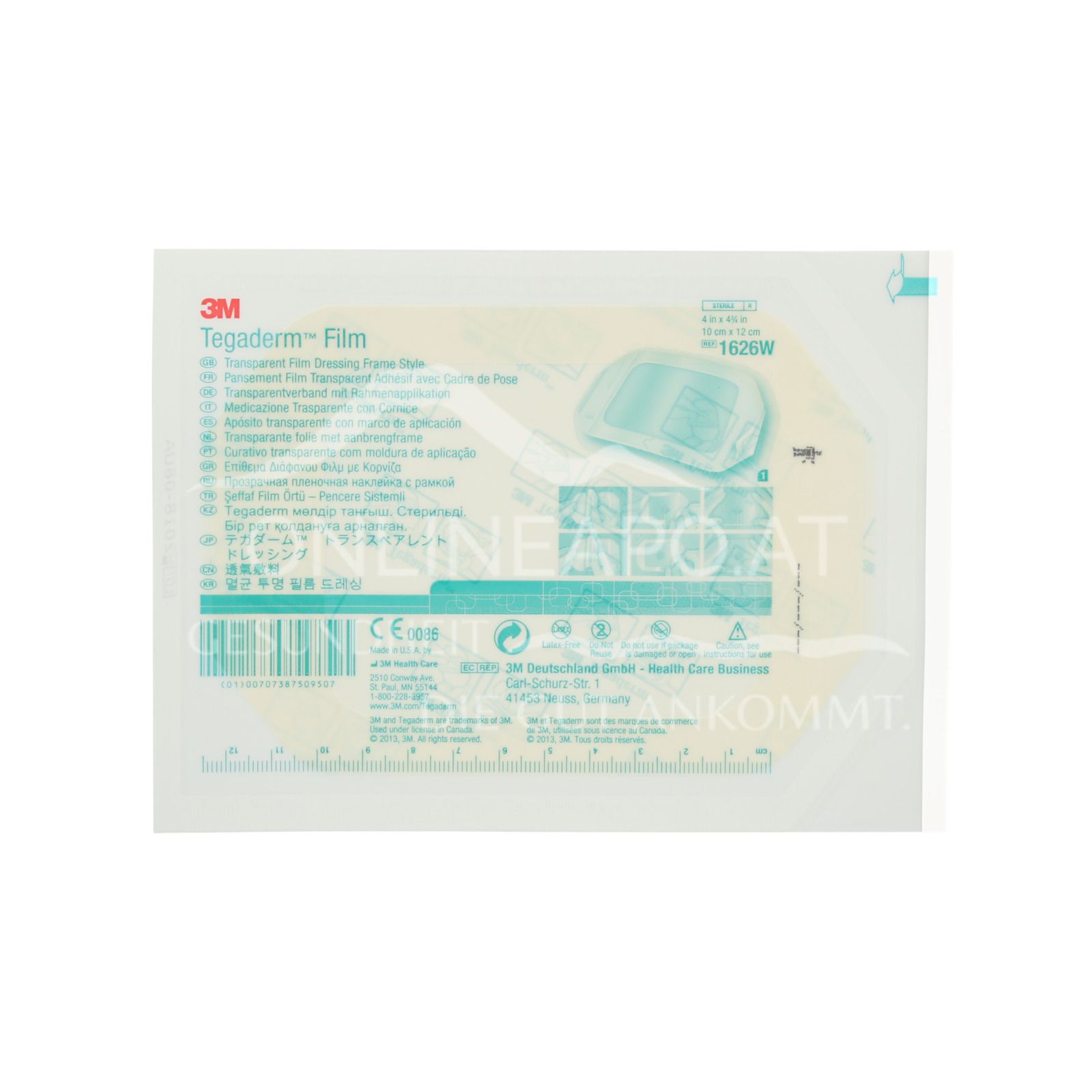 3M™ Tegaderm™ Film transparent dressing, 1626W, 10 cm x 12 cm