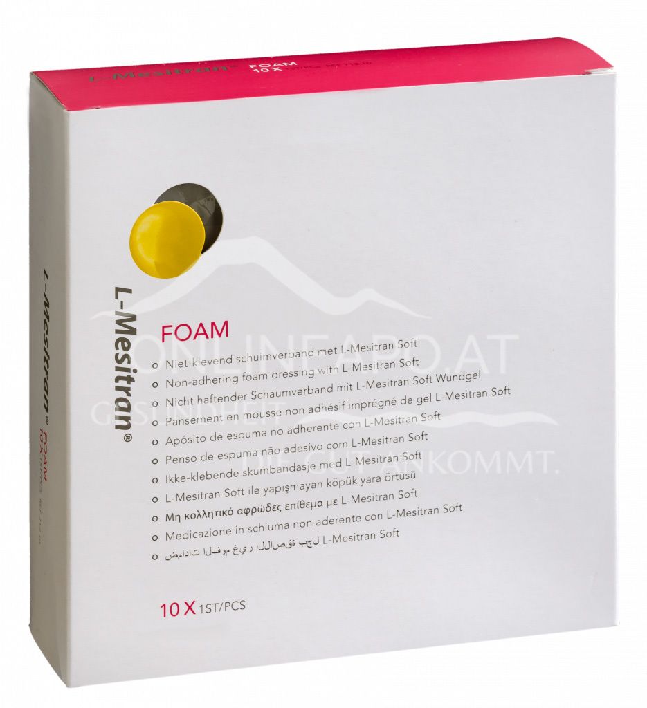 L-Mesitran® Foam nicht haftender Schaumverband mit L-Mesitran Soft Wundgel für Menschen, 10 x 20 cm