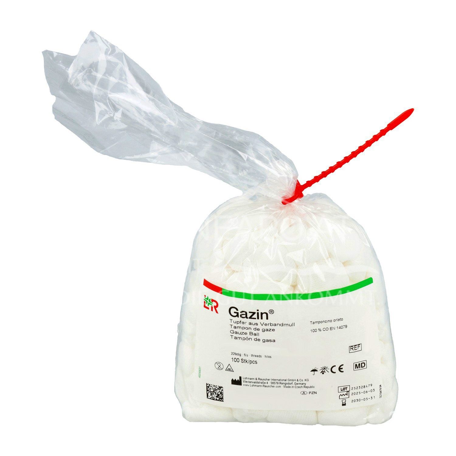 Gazin® swabs made of gauze, non-sterile, plum size 3 - without X-ray contrast thread, 20-thread