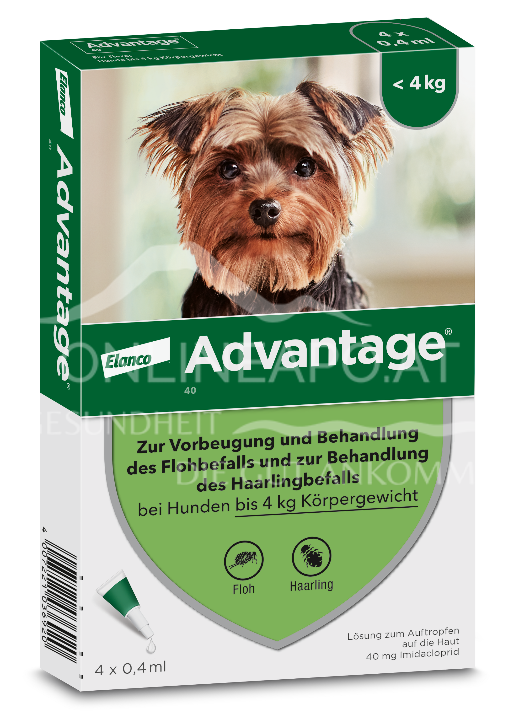 Advantage® für Hunde bis 4 kg 40 mg Lösung zum Auftropfen auf die Haut