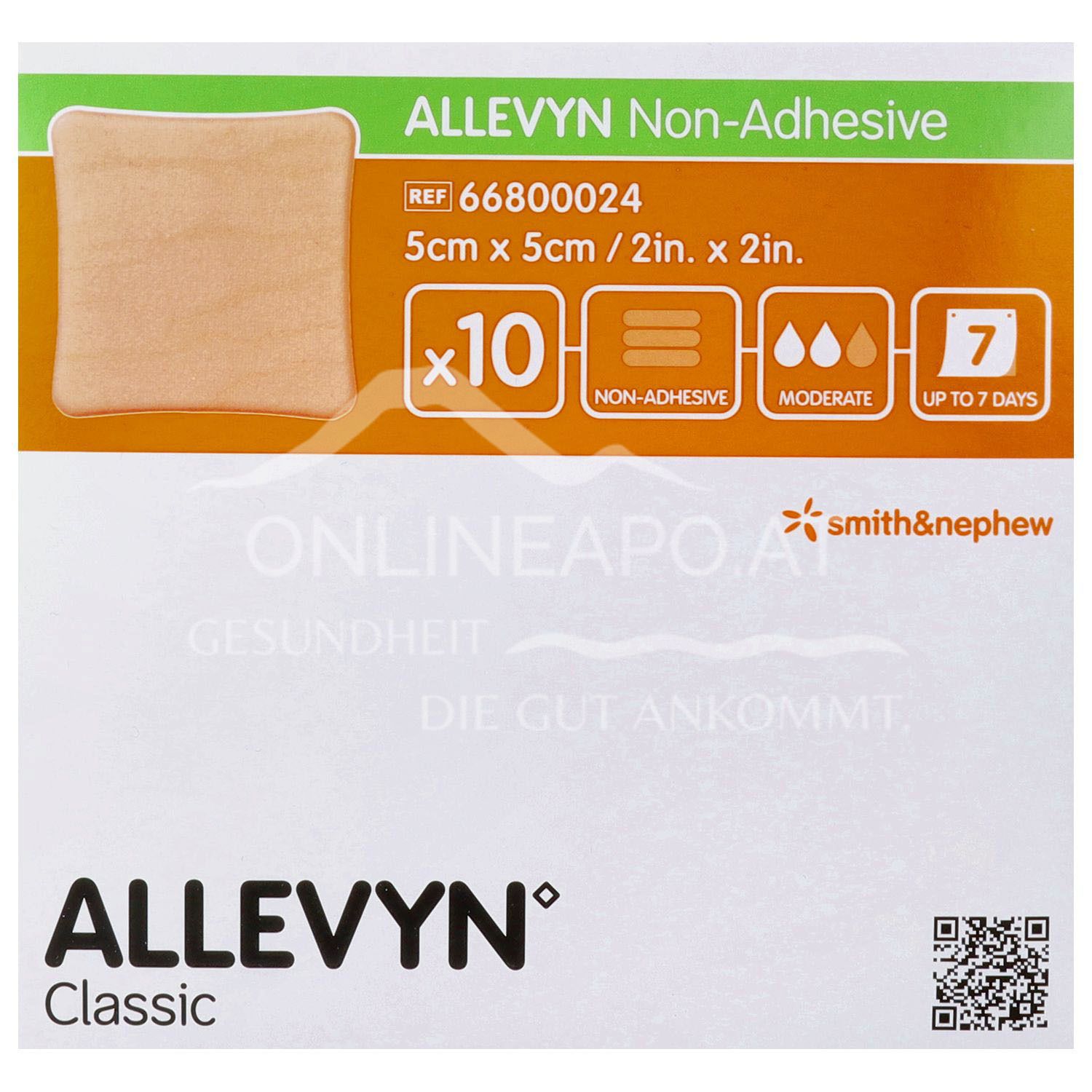 ALLEVYN Non-Adhesive nicht haftender Schaumverband steril, 5 x 5 cm