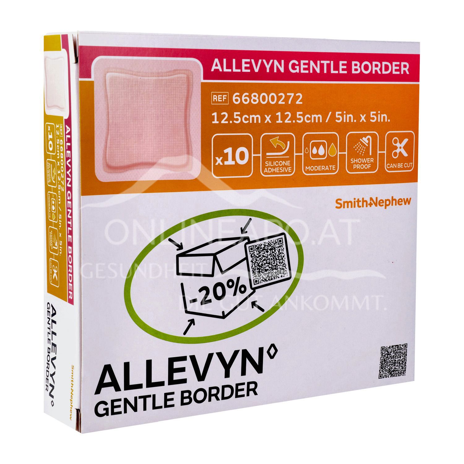ALLEVYN GENTLE BORDER haftender Wundverband steril, 12,5 x 12,5 cm