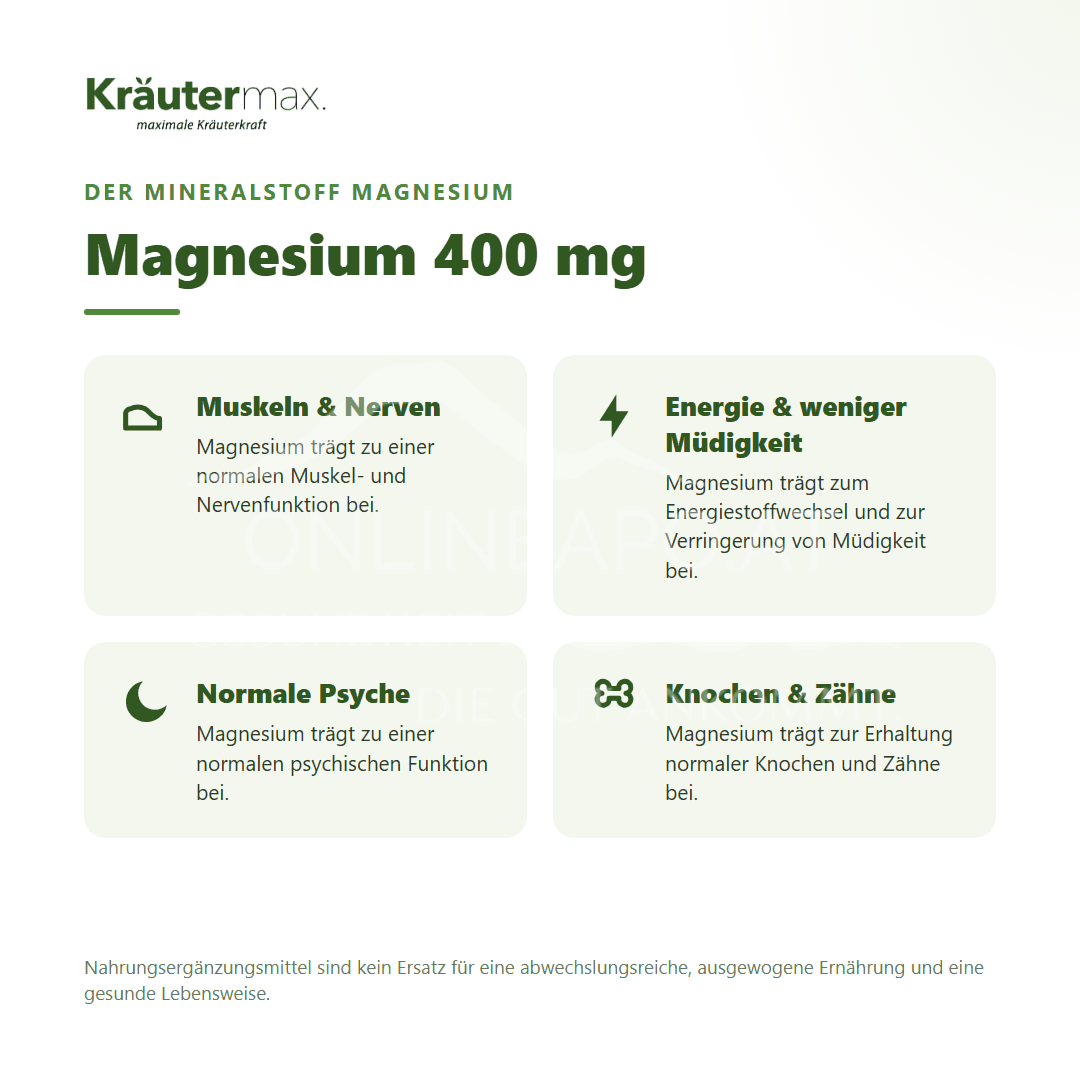 Kräutermax Magnesium 400 mg Kapseln