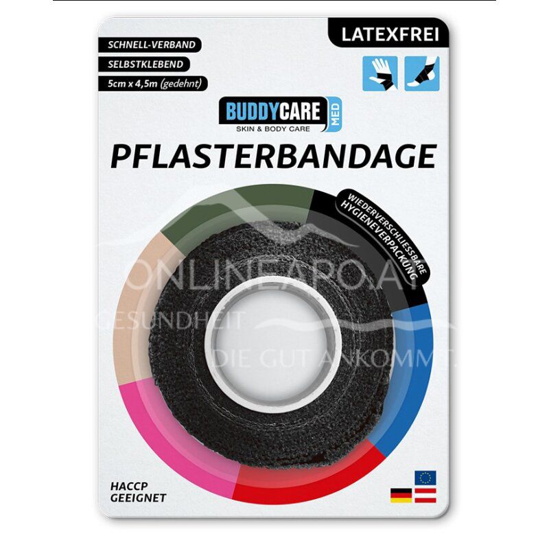 BUDDYCARE® MED Pflasterbandage Schwarz 5 cm x 4,5 m
