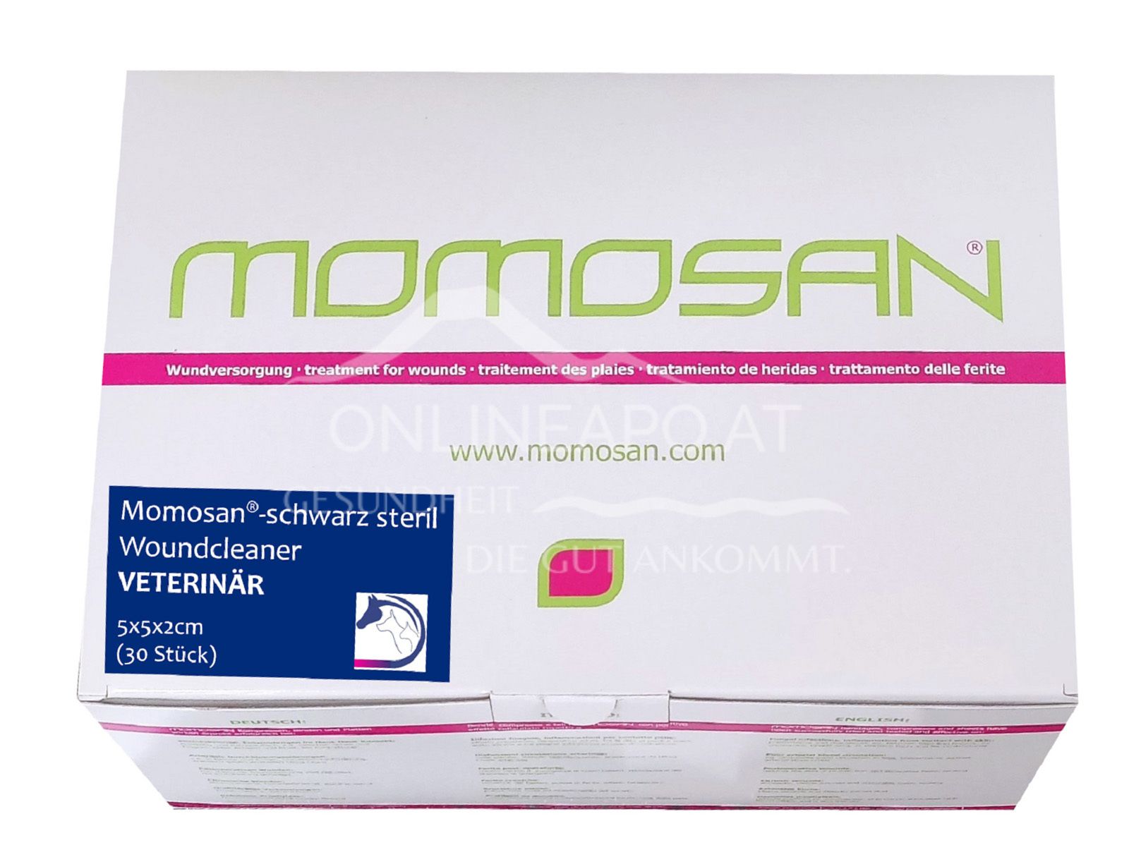 MOMOSAN-black sterile Woundcleaner VETERINARY 5x5x2cm, 30 pieces