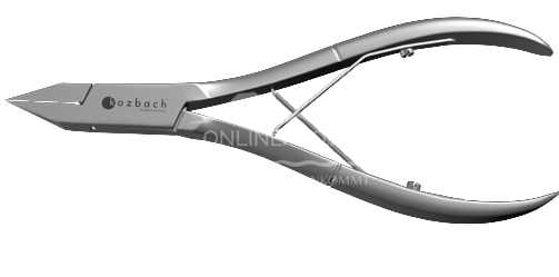 Kozbach Pharma 90R corner pliers, double spring, straight blade, pointed, straight through, stainless, 13 cm