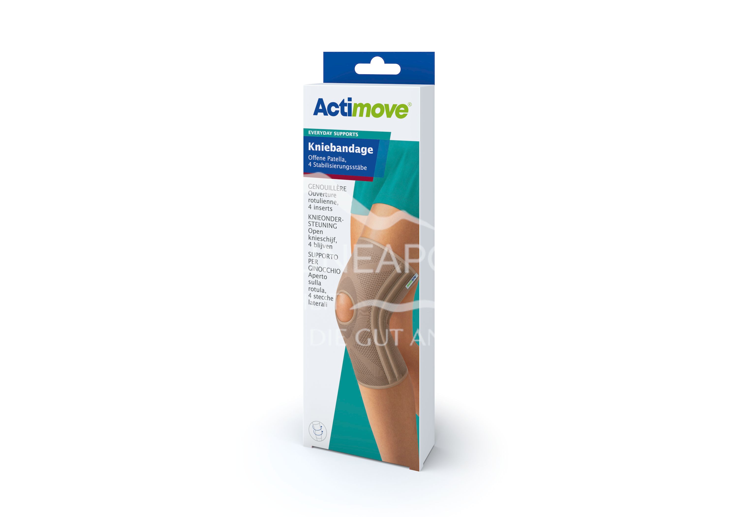 Actimove® Kniebandage Offene Patella, 4 Stabilisierungsstäbe - Large