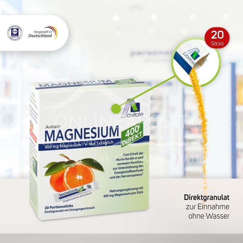 Avitale Magnesium 400 direkt Orange - Direktgranulat-Sticks