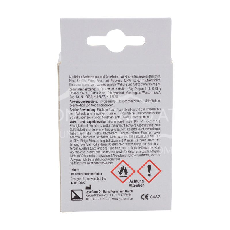Lysoform Hospisept® Tücher Wischdesinfektion von Medizinprodukten, einzeln