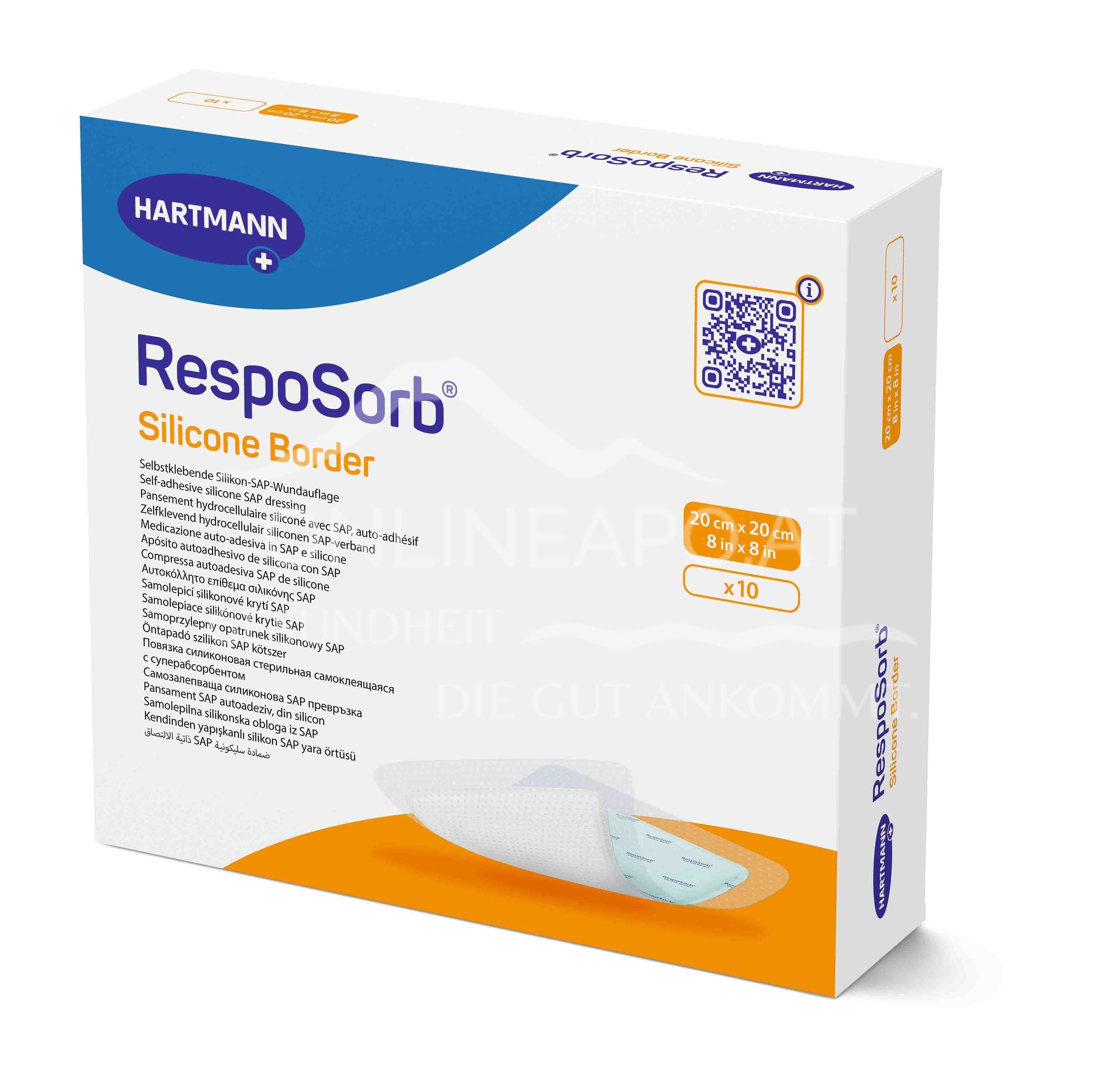 RespoSorb® Silicone Border self-adhesive superabsorbent absorbent dressing with silicone wound contact layer sterile, 20 x 20 cm