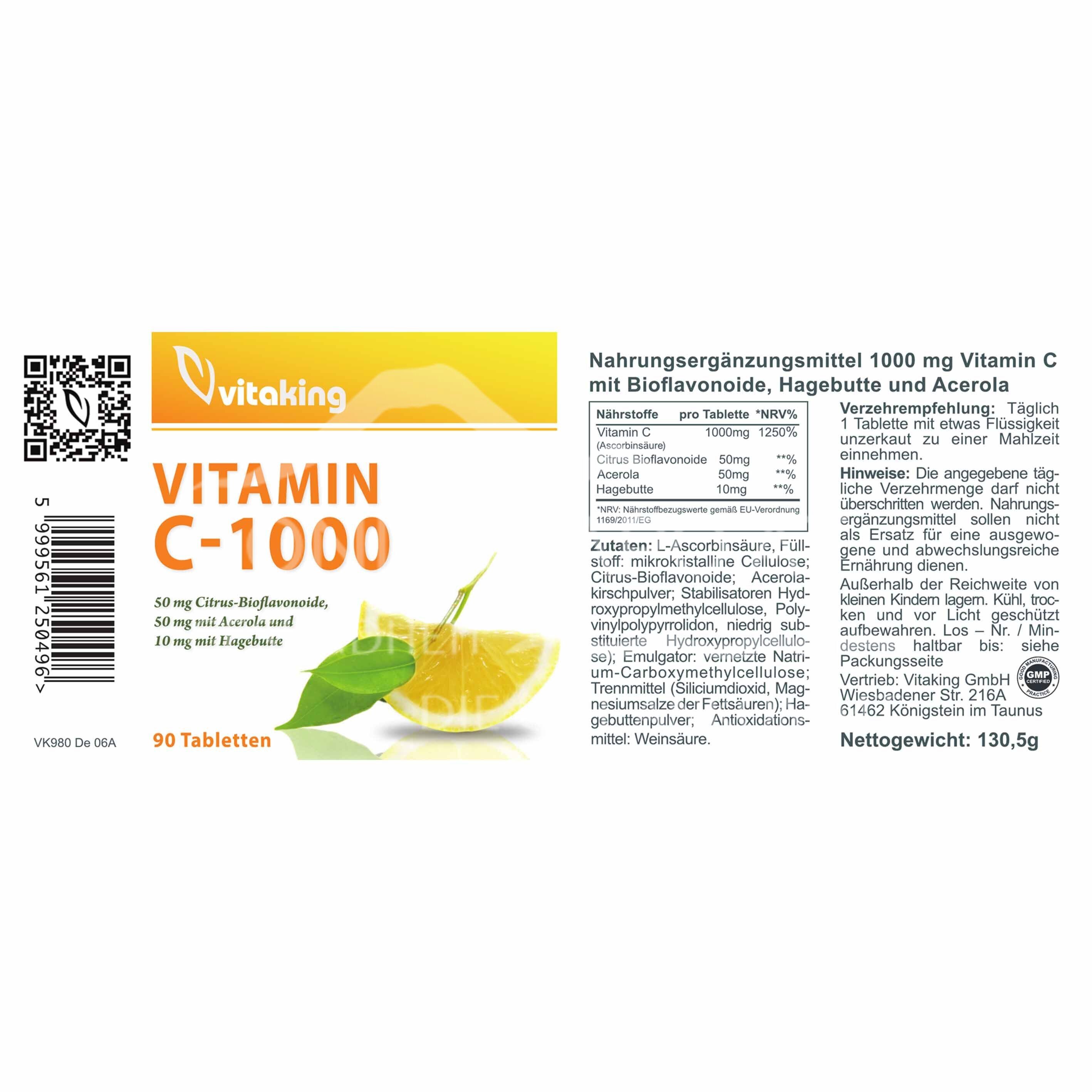 vitaking Vitamin C 1000 mg + Bioflavonoide Tabletten