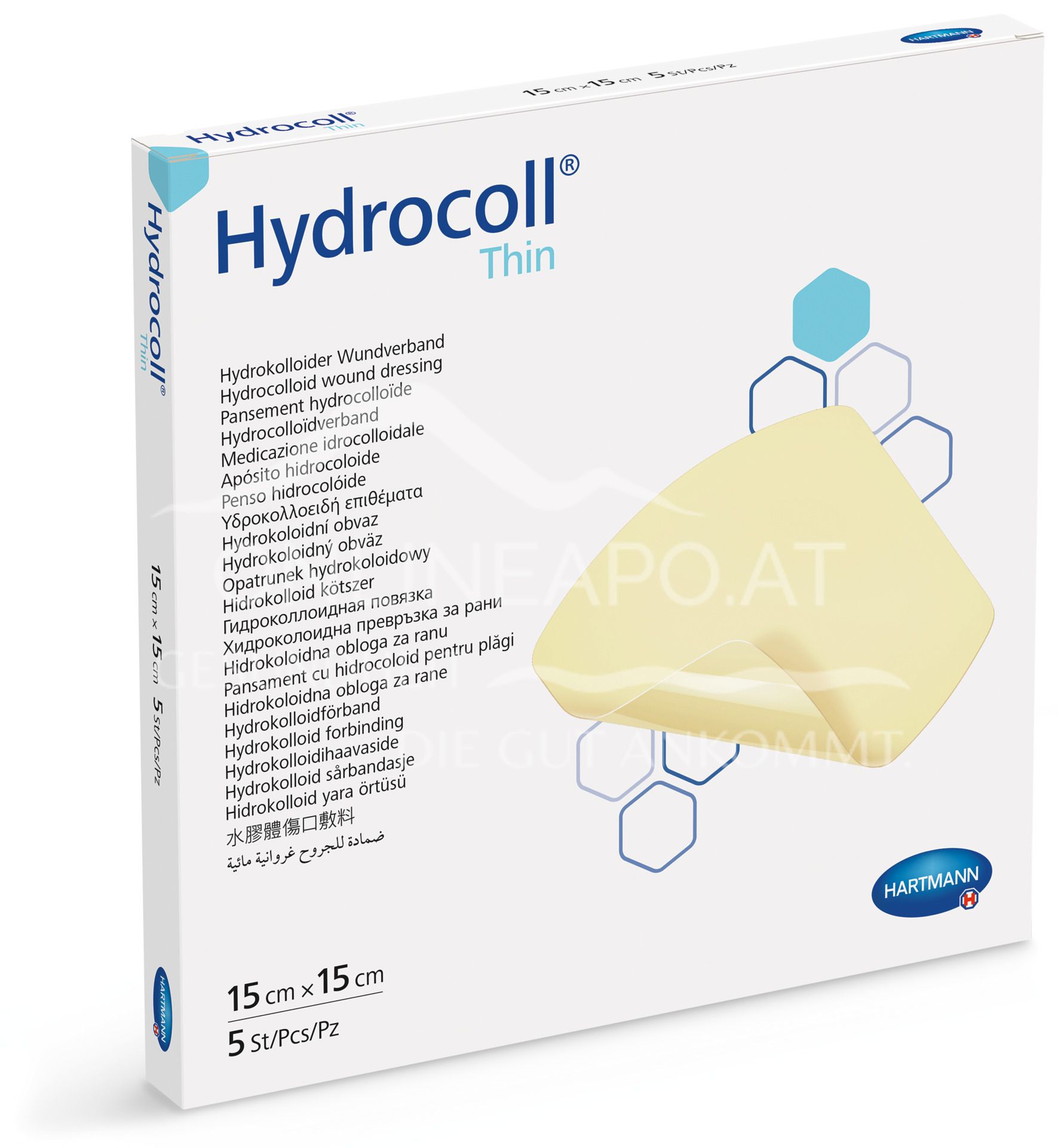 Hydrocoll® thin hydrocolloid wound dressing, 15 x 15 cm
