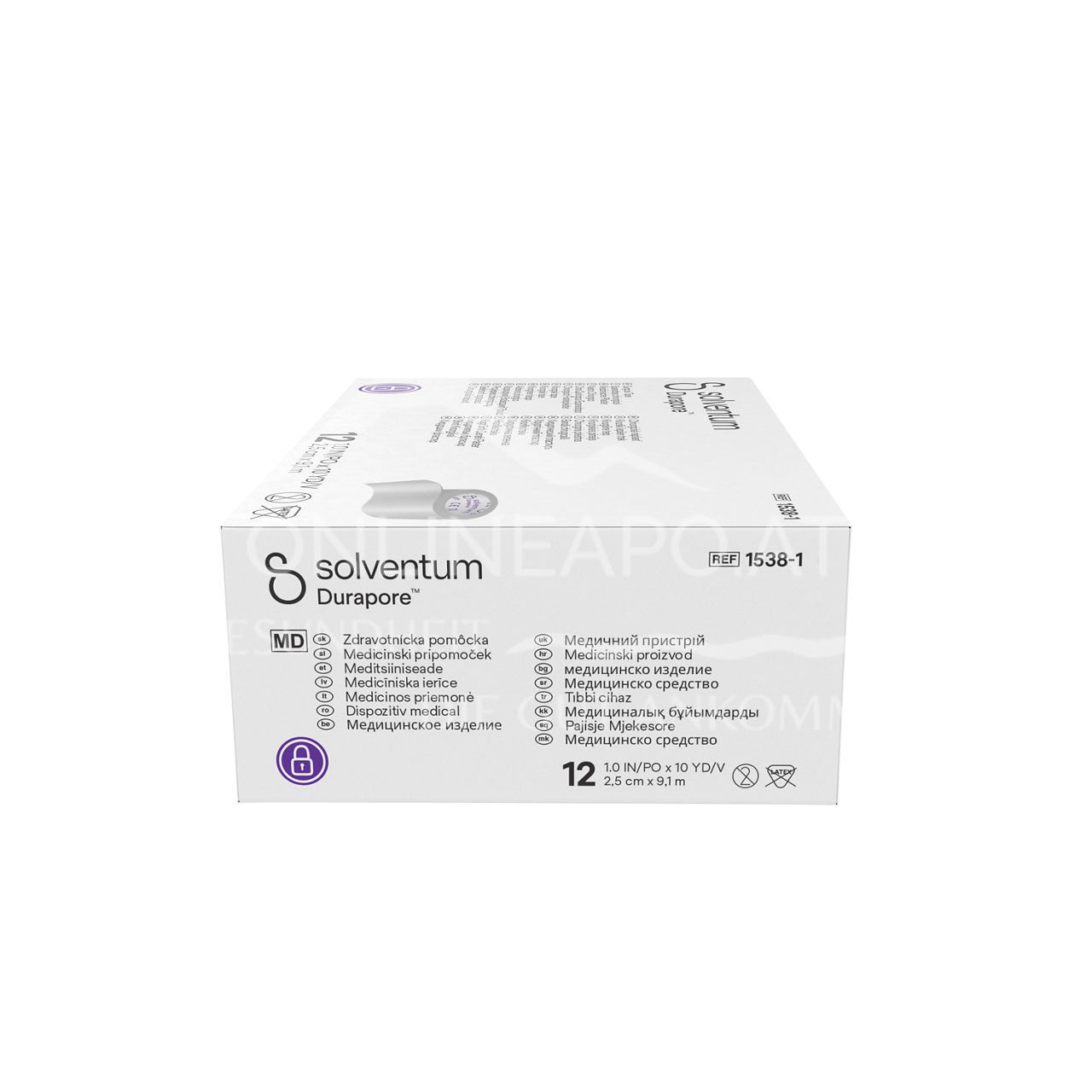 Solventum™ Durapore™ Kunstseidenpflaster, 1538-1, 2,5 cm x 9,1 m