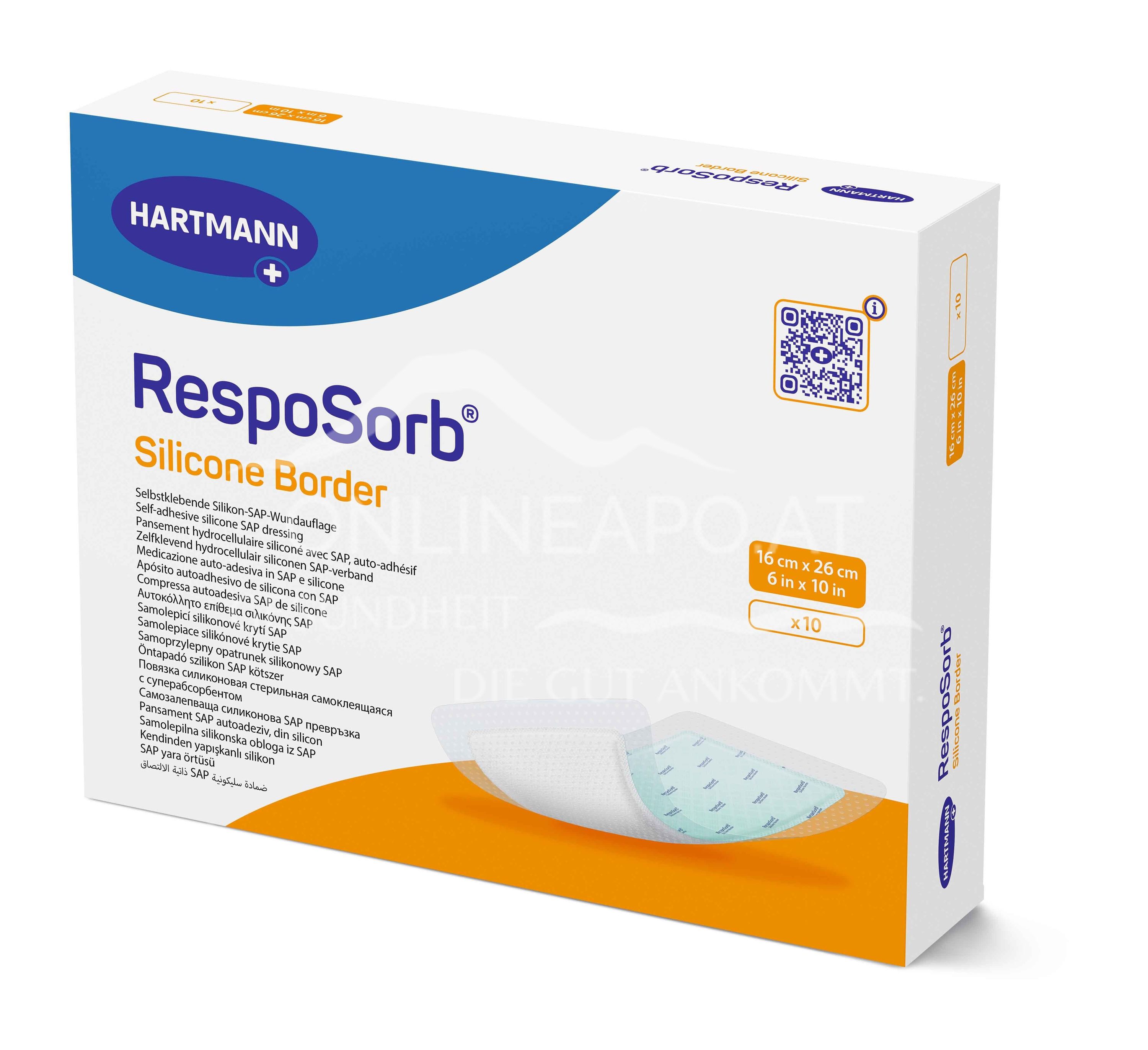 RespoSorb® Silicone Border self-adhesive superabsorbent absorbent dressing with silicone wound contact layer sterile, 16 x 26 cm