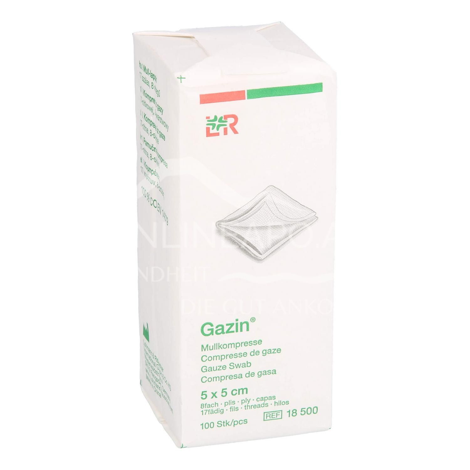 Gazin® Mullkompressen unsteril, 17-fädig, 8-fach, 5 x 5 cm