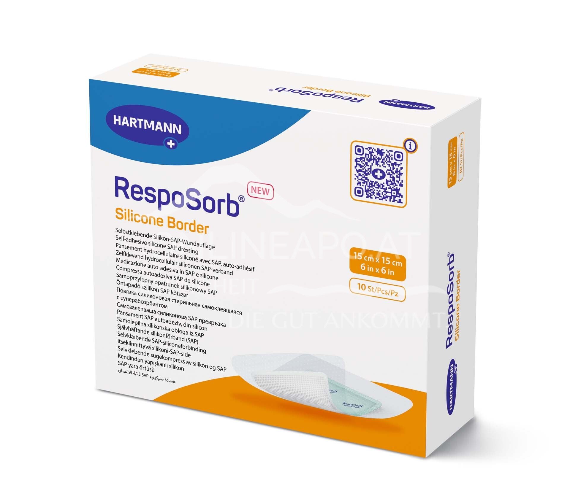 RespoSorb® Silicone Border self-adhesive superabsorbent absorbent dressing with silicone wound contact layer sterile, 15 x 15 cm