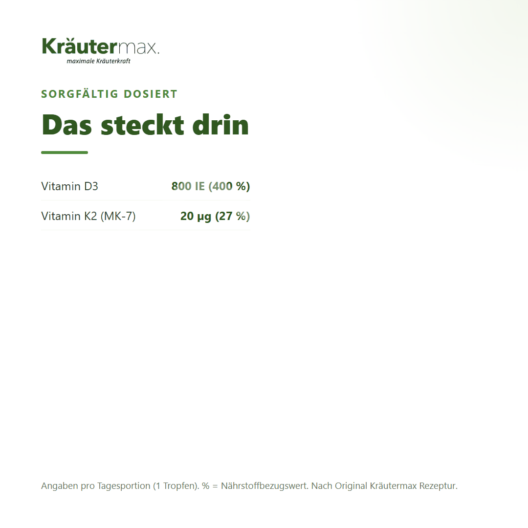 Kräutermax Vitamin D3 800 IE K2 Tropfen vegan