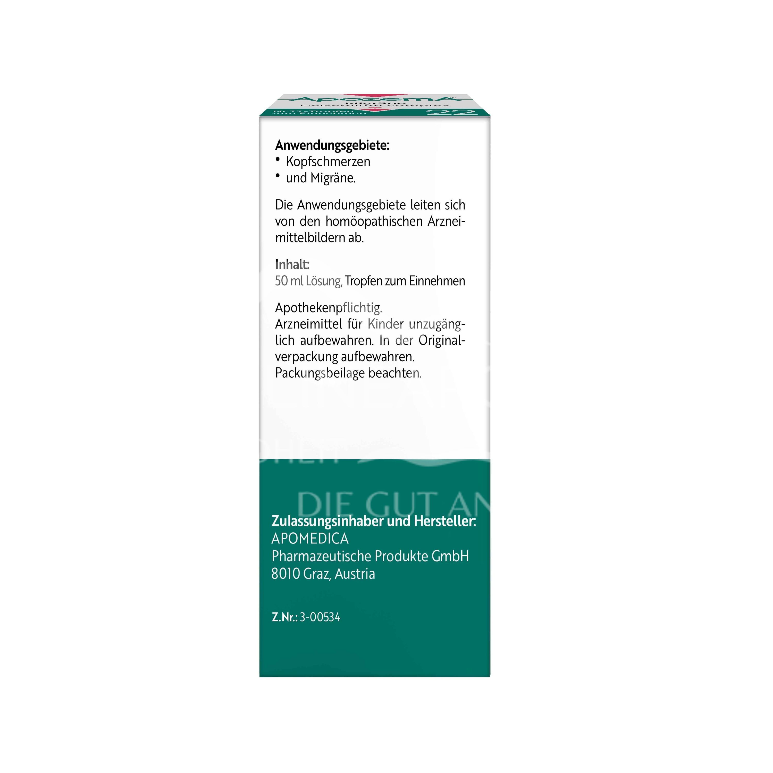 Apozema® Migraine Gelsemium complex No. 22 drops for oral use