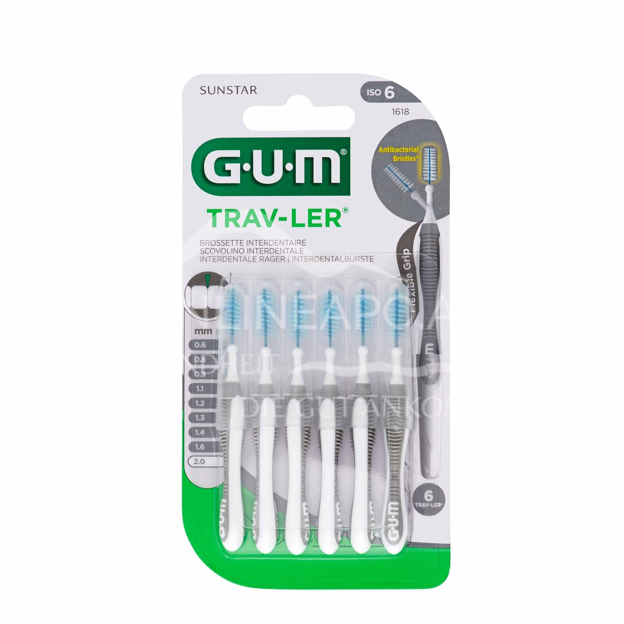 GUM® TRAV-LER® interdental brush candle ISO 6 - Ø 2.0 mm - grey