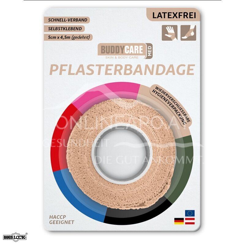BUDDYCARE® MED Pflasterbandage Hautfarben 5 cm x 4,5 m