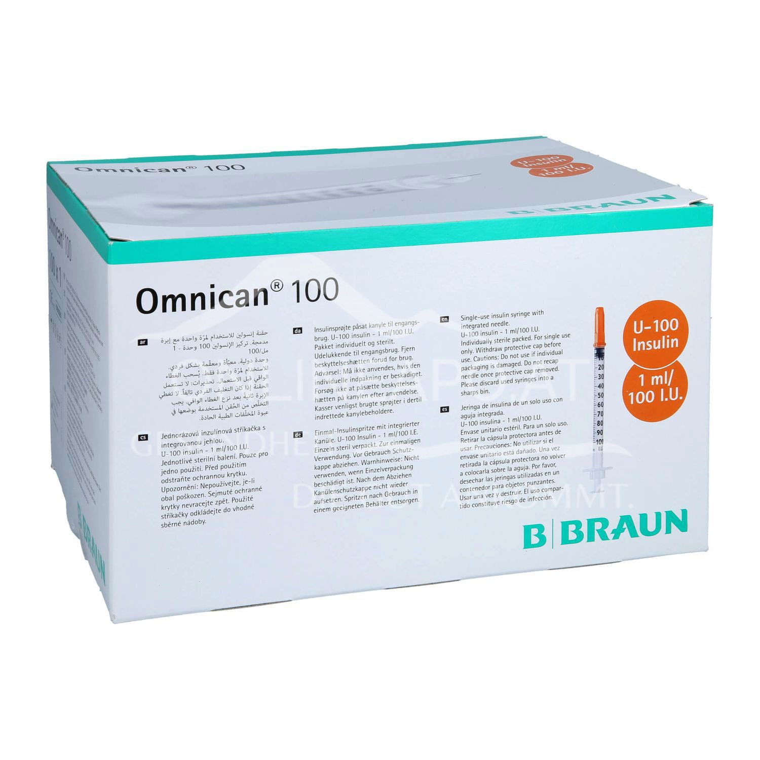 Omnican® 100 Insulin-Einmalspritzen für U100-Insulin, mit Kanüle G30 Ø 0,30 x 12 mm, 1 ml