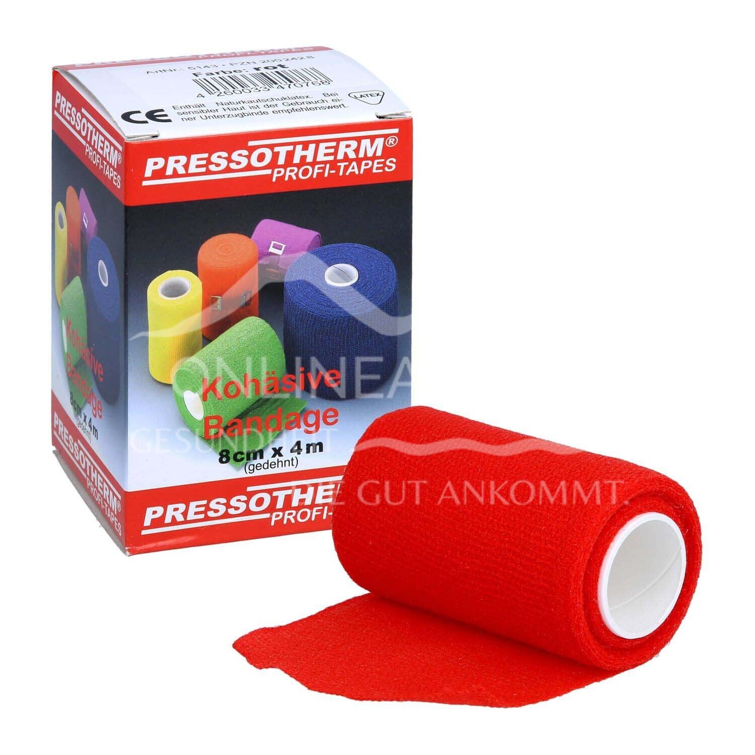 Pressotherm® Bandage Kohäsive Elastische Fixierbinde 8 cm x 4 m - Rot
