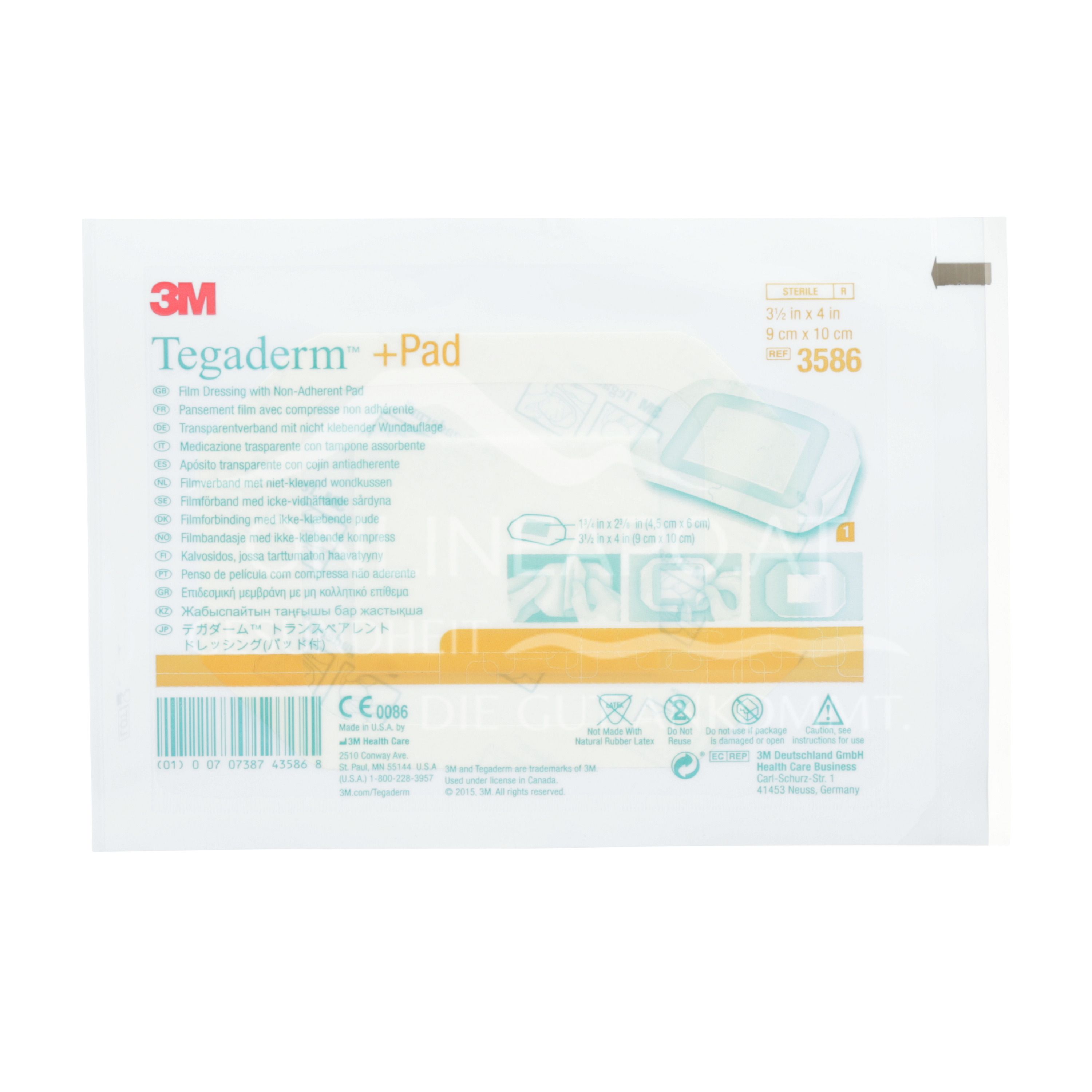 3M™ Tegaderm™ + Pad Transparent dressing with non-adhesive wound dressing, 3586, 9 x 10cm