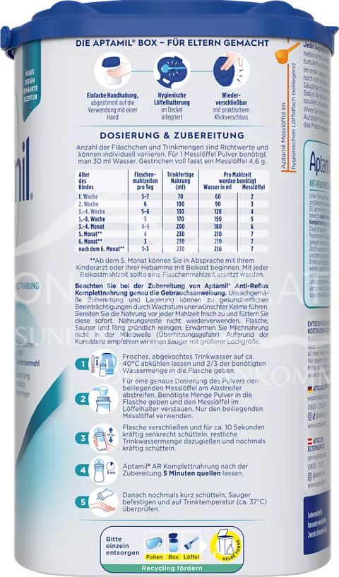 Aptamil Anti-Reflux Komplettnahrung Pulver - Von Geburt an