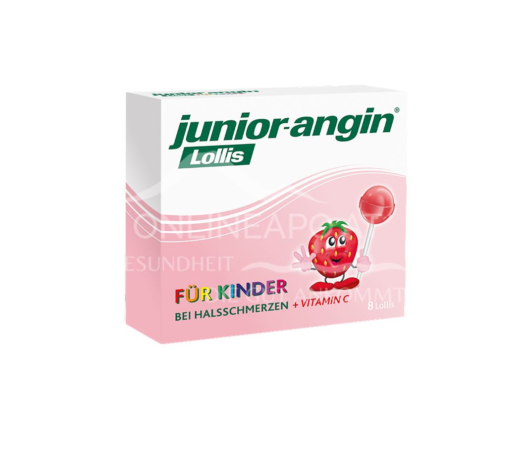 junior-angin® Lollis für Kinder mit Erdbeergeschmack