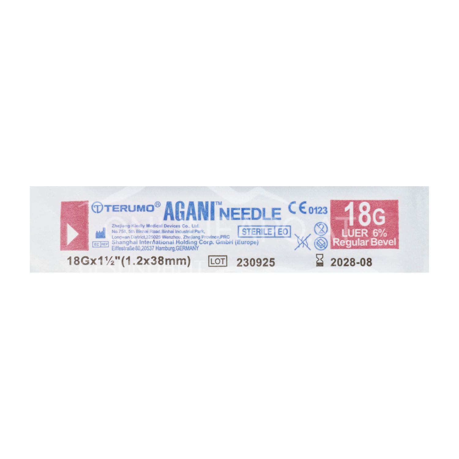 Terumo® Agani™ disposable cannula 18G x 1 ½", Ø 1.20 x 38 mm, pink