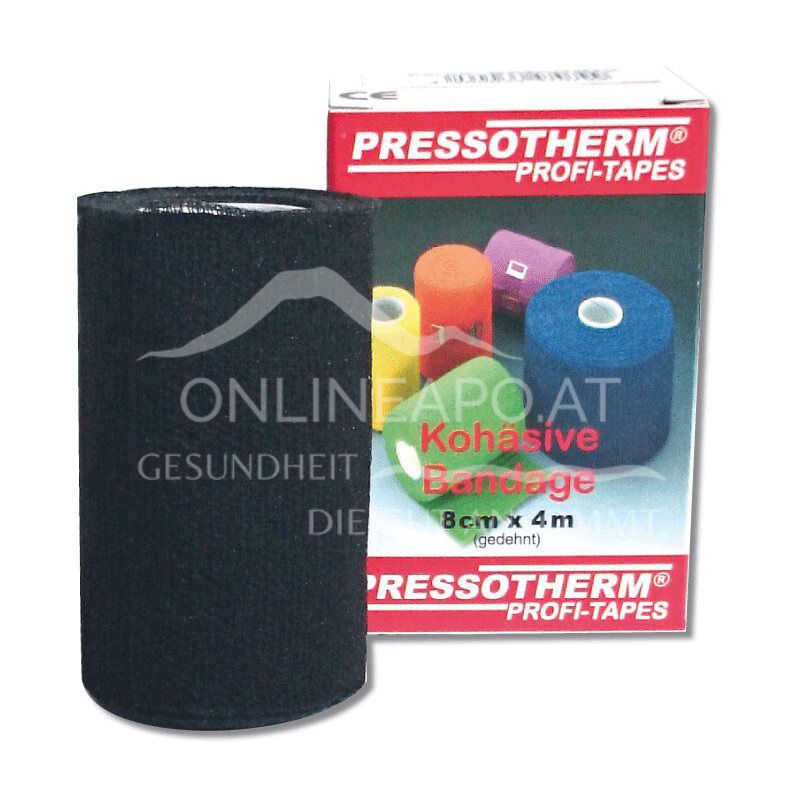Pressotherm® Bandage Kohäsive Elastische Fixierbinde 8 cm x 4 m - Schwarz