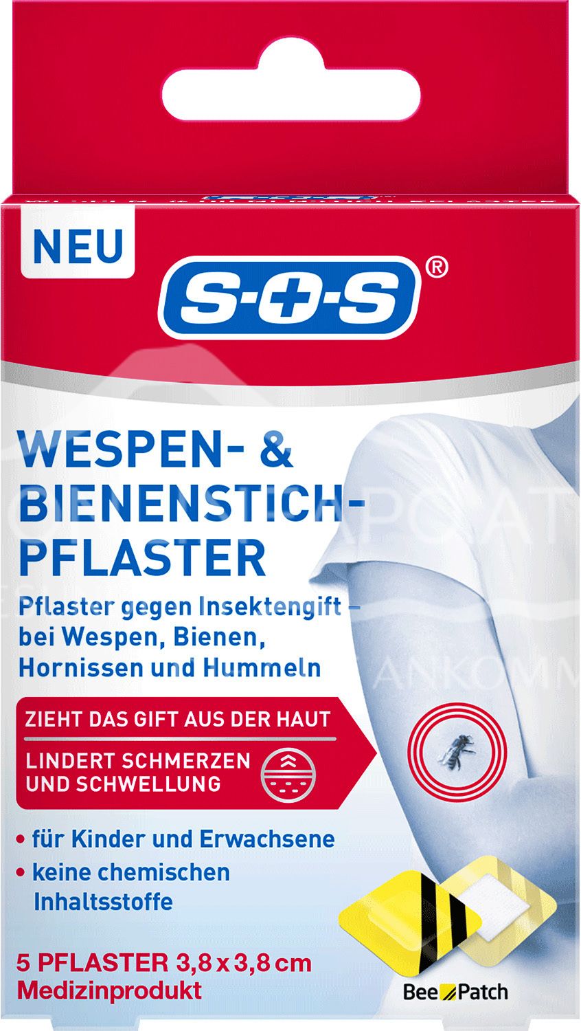 SOS® Wespen- & Bienenstichpflaster, 3,8 x 3,8 cm