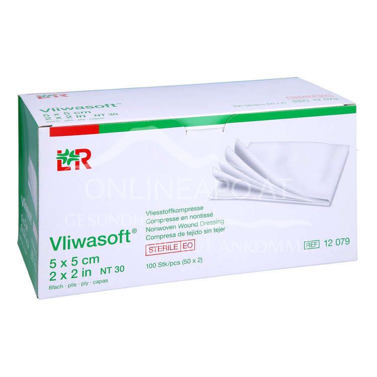 Vliwasoft® Vliesstoffkompressen, steril, 6-lagig, 5 x 5 cm, 50 x 2 Stück