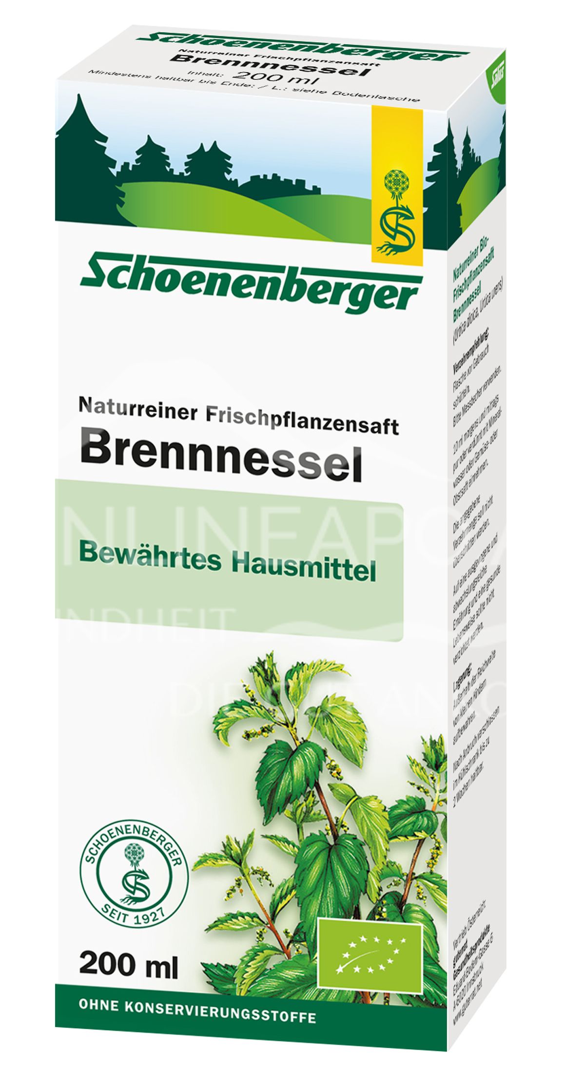 Schoenenberger Brennnessel Naturreiner Frischpflanzensaft (BIO)