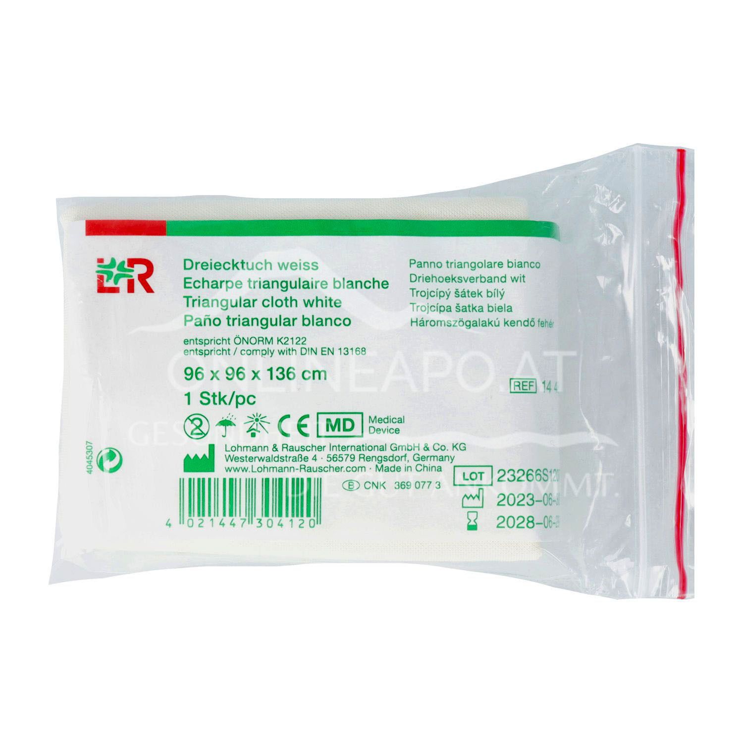 Lohmann & Rauscher Dreiecktuch weiß, 96 x 96 x 136 cm